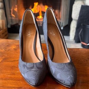 Coach Black Patterned Heels